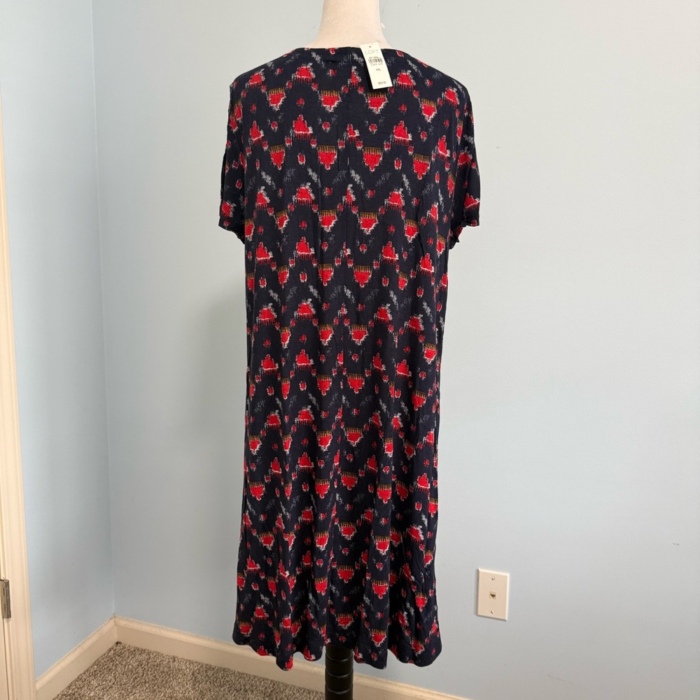 Loft Ann Taylor Plus Short Sleeve Multicolor shift stretch‎ dress size XXL - Picture 2 of 6